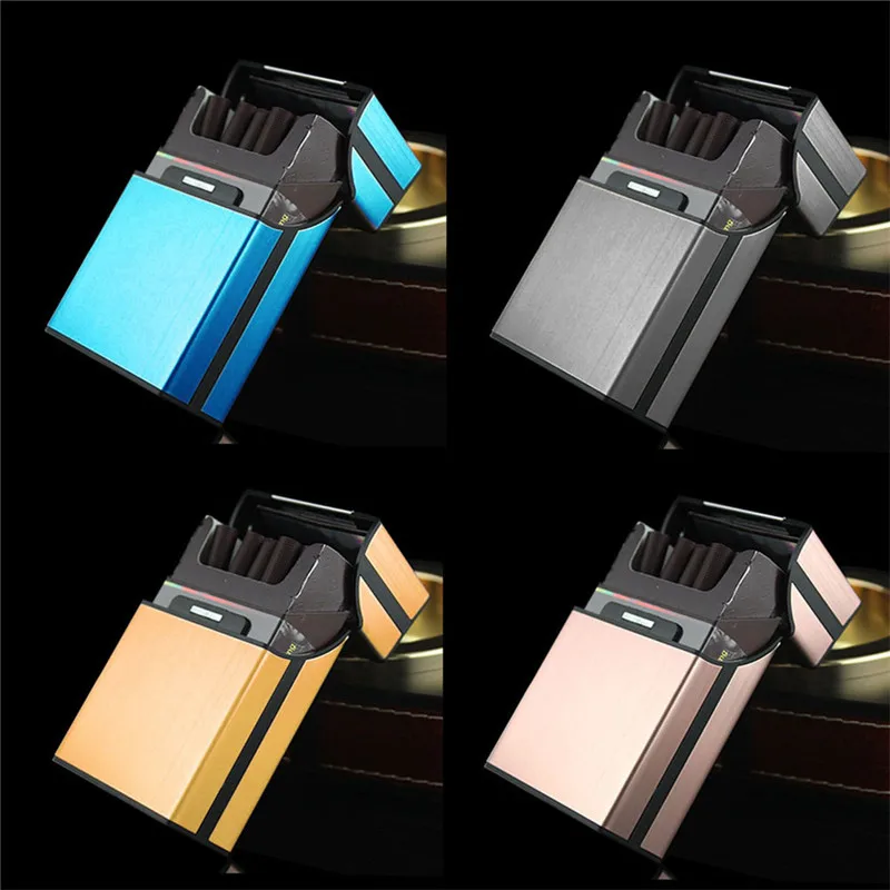 

New Cigarette Cigar Pocket Container Storage Pack Light Aluminum Case Box Holder L5YE