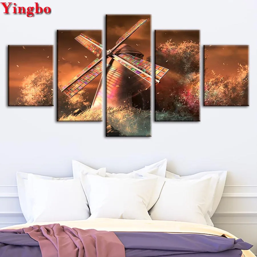 DIY Diamond Painting Full Square Round Rhinestones Embroidery Fantasy Windmill Mosaic Home Decor Drop shipping | Дом и сад