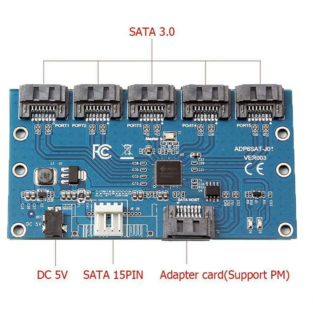 Карта-адаптер для жесткого диска SATA 1-5 портов множитель высокоскоростная