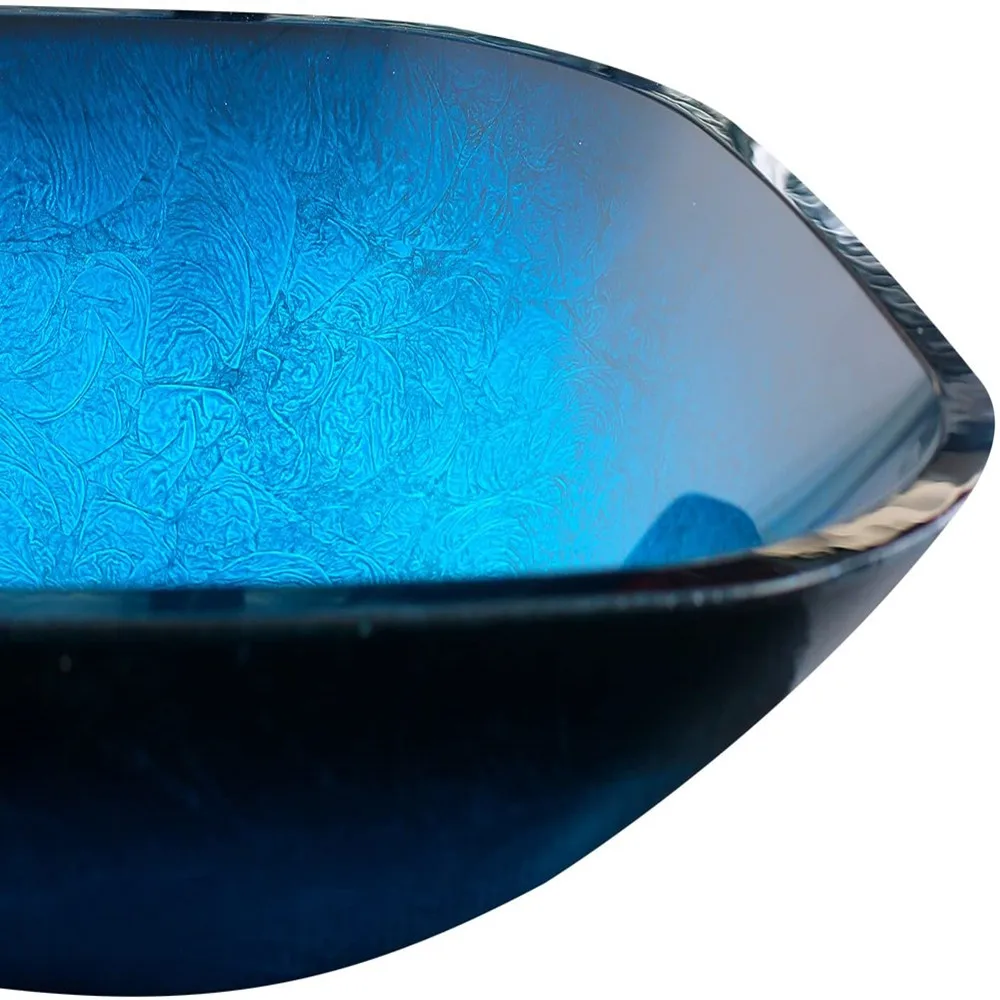 Квадратная раковина Ocean Blue для ванной комнаты художественная из закаленного