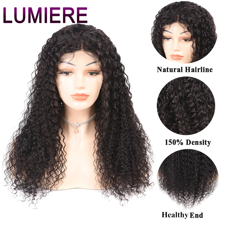 Вьющиеся волосы Lumiere 13x4 кружевные передние человеческие парики для чернокожих