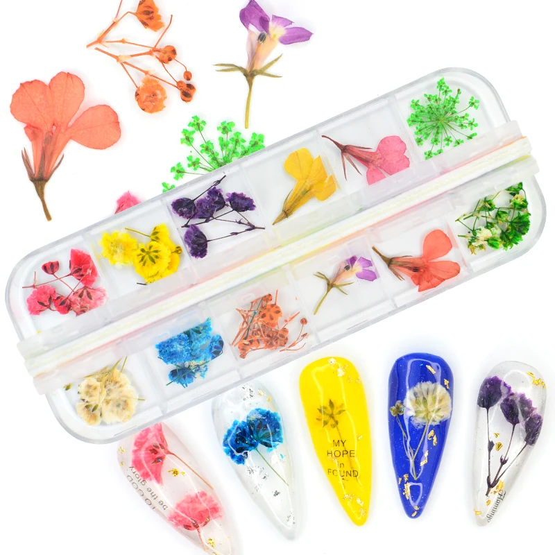 

Nail Dried Flower Real Floral 3D Nail Art Decorations UV Gel Polish Natural Floral Sticker Slider Set Beauty Manicure