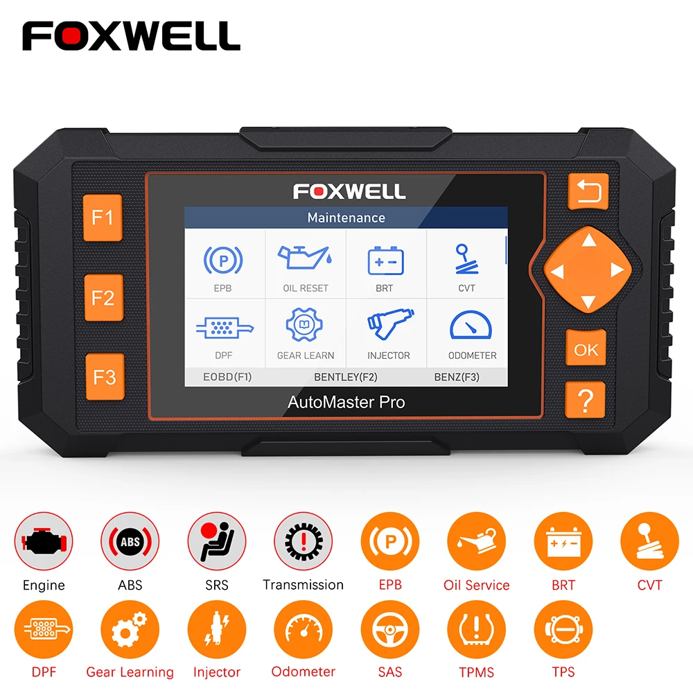 

Foxwell NT634 OBD2 Professional Diagnostics Scanner DPF Oil SAS EPB TPMS Reset Engine ABS SRS Transmission System Car Diagnosis