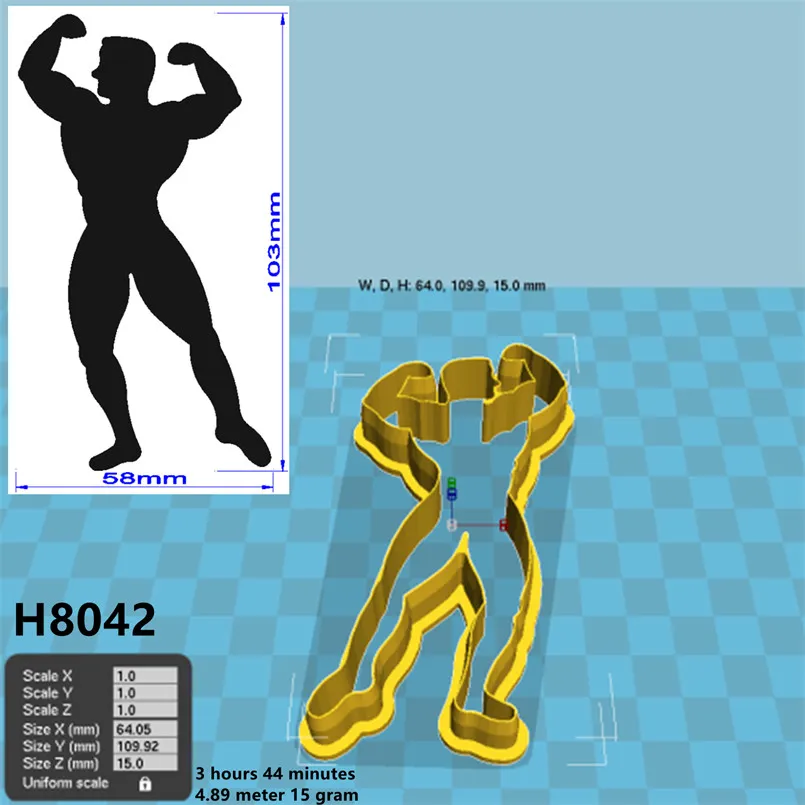 Фитнес человек дисплей мускулы 3D дизайн формочки для печенья суши и фрукты