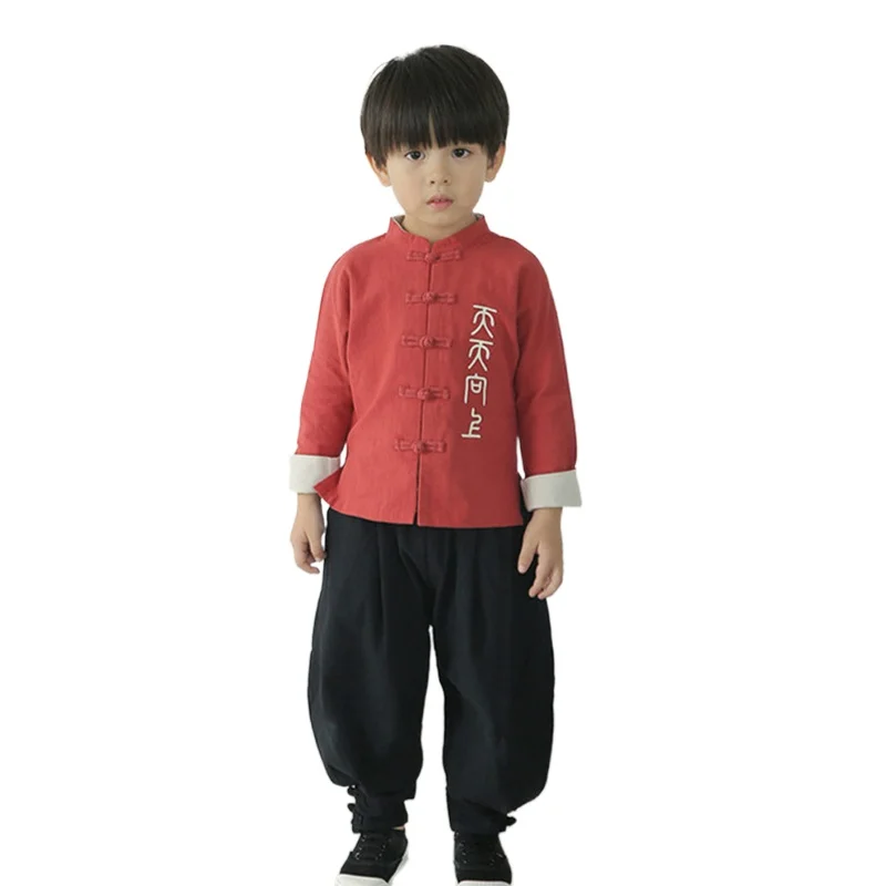 Детский ретро костюм Тан в китайском стиле комплект детской одежды для мальчиков