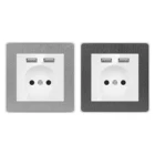 Немецкая стандартная Европейская стандартная USB настенная розетка может заряжать мобильные телефоны, двойные USB-порты 5 в 2 А, акрилово-серый