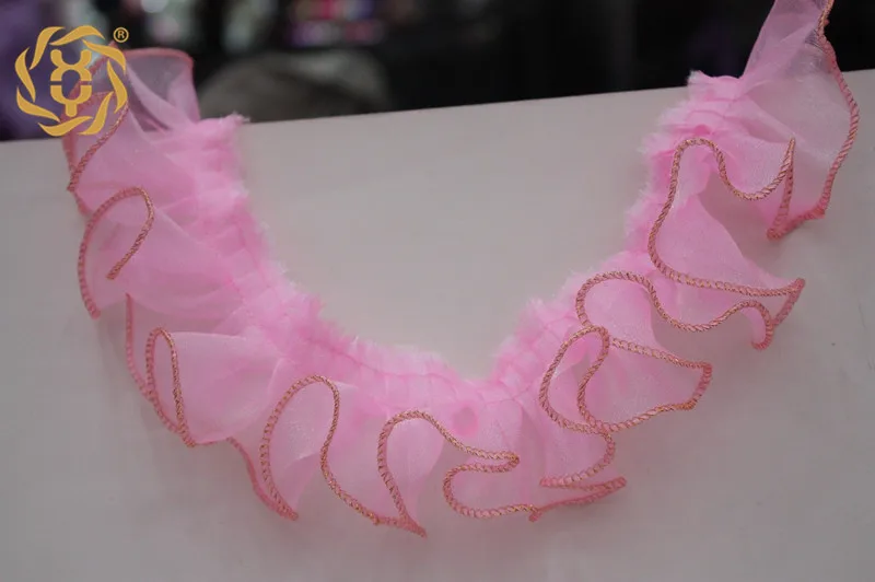 Кружевная оборка по краю 30 ярдов плиссированная лента Ширина Подола 2 16 дюйма |