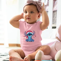 kids clothes bodysuits for infants cartoon stitch christmas print short sleeved romper o neck boy and girl newborn jumpsuit