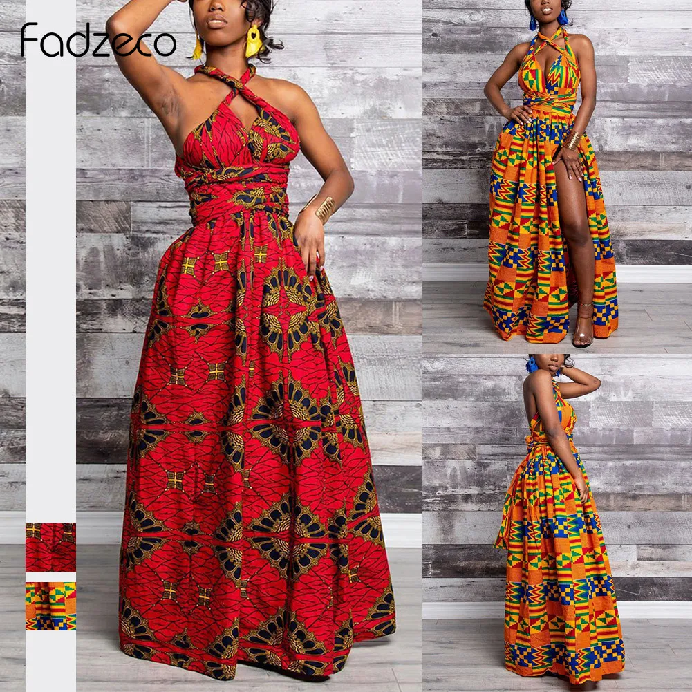 Fadzeco модное эластичное платье макси 2019 новое длинное африканские платья для
