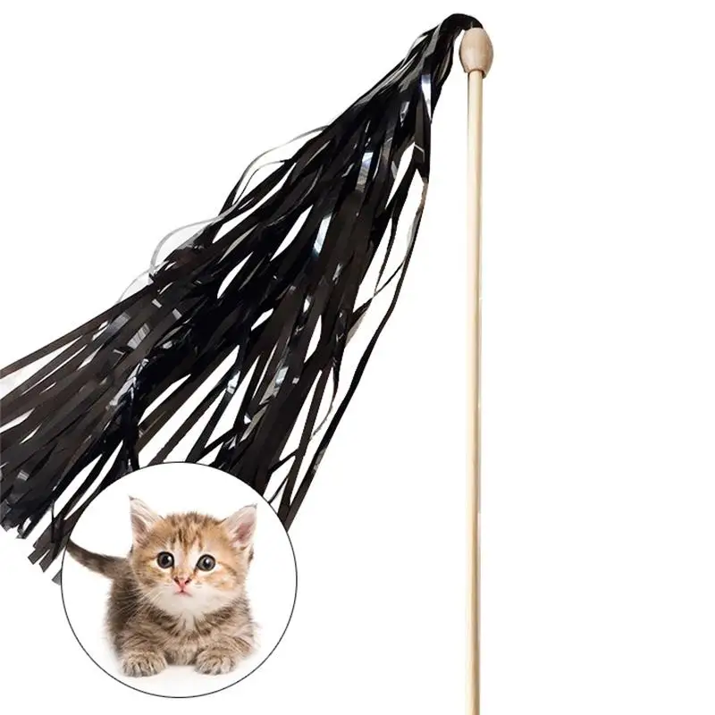 

Cat Teaser Tassel Wooden Wand Toy Creative Interactive Cat Teasing Playing Stick For Indoor Kitten Exercise Jumping Toy Supplies