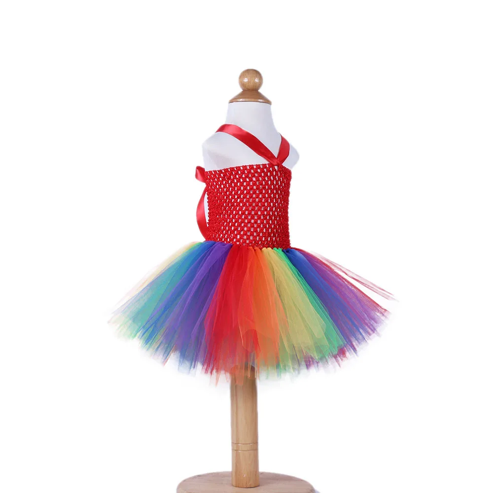 

Halloween Set Party Costume Girls Colorful Mesh Tutu Flower Headband Dress Skirt Baby Girl's Birthday Costume For Photo Prop