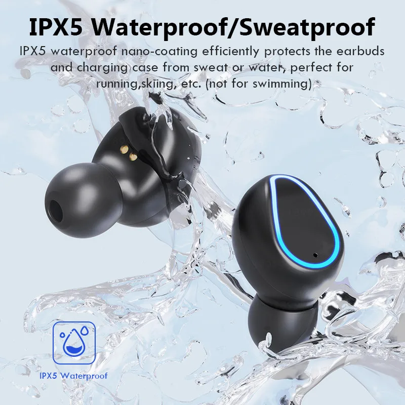 

Wireless Headphones Waterproof Bluetooth Earphone Touch Control 9D Stereo Wireless Bluetooth Headphones With Mic Sports