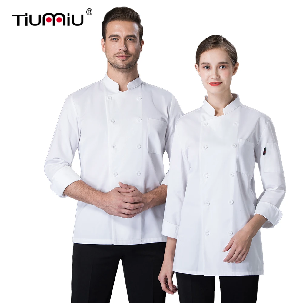 

Короткая белая двубортная форма шеф-повара с длинными рукавами для ресторана, отеля, кухни, кафе, пекарни, Парикмахерская, рубашка официанта