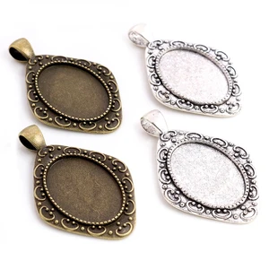 10 шт. 18x25 мм внутренний размер античная бронза серебряные цвета цветы стиль Камея Кабошон основа установка кулон ожерелье результаты