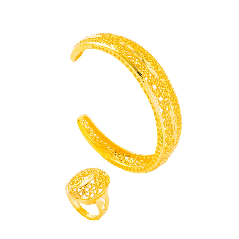 Эфиопский Африканский Дубай свадебные браслеты с кольцом золотые для женщин