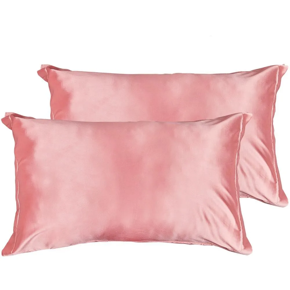 

2Pcs/set Duerer Two-Pack Silky Satin Pillowcases for Hair and Skin Standard/Queen/King Size Pillow Case with Envelope Closure