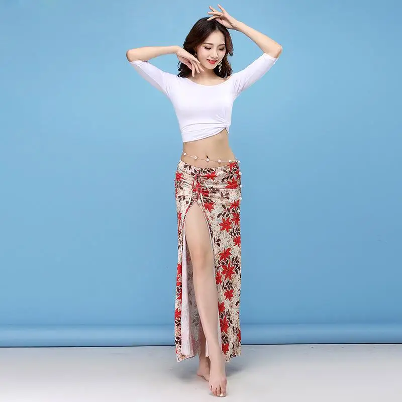 Женское платье для танца живота привлекательная длинная юбка с Боковым Разрезом