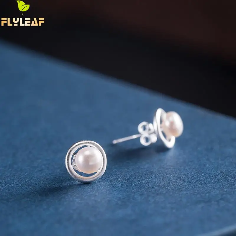 

Silver 925 Jewelry Freshwater Pearls Stud Earrings For Women Luxury Design Handmade Lady Student Birthday Gift Flyleaf
