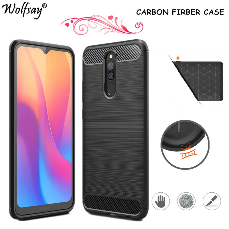 

Чехол из углеродного волокна для Xiaomi Redmi 8A, резиновый бампер, Силиконовый противоударный чехол для Xiaomi Redmi 8A, чехол для Redmi 8A, корпус 6,2 дюйма