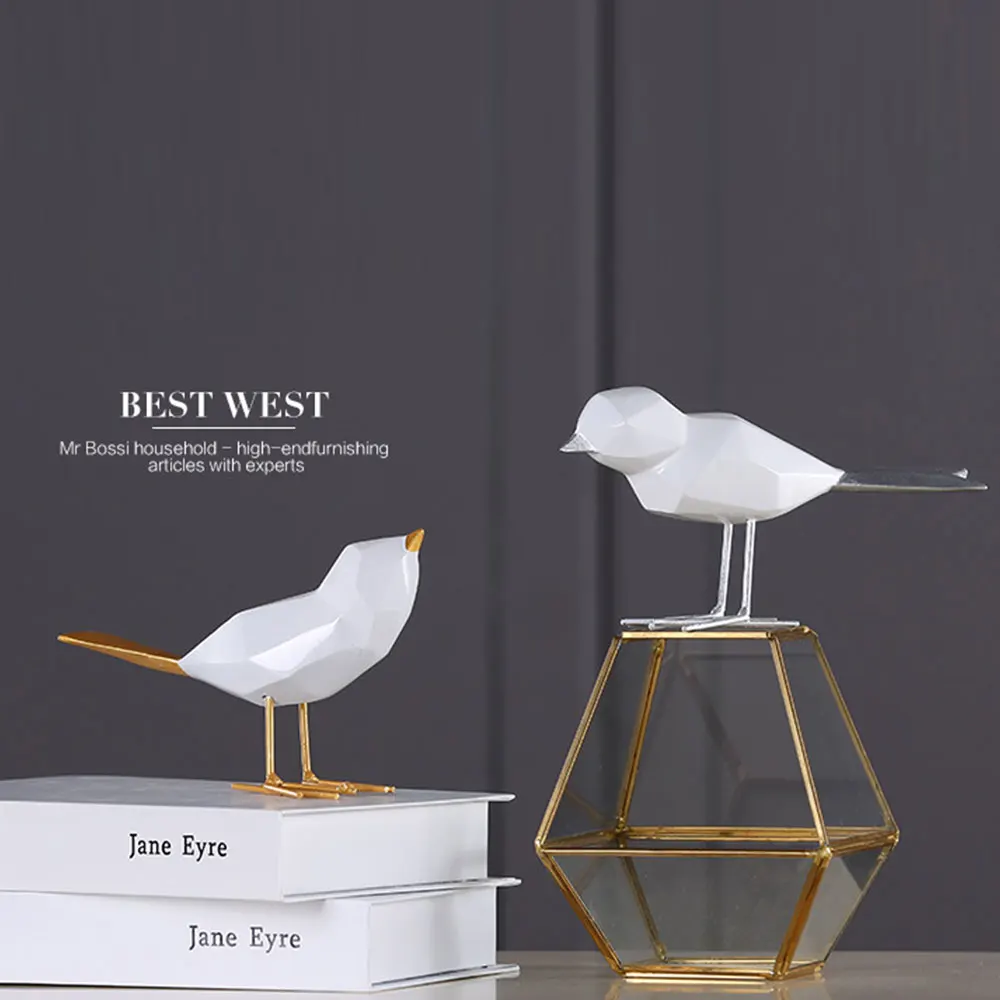 Nordic Minimalist Resin Bird Figurine Simulation White Modern Home Furnishing Decor Craft for Christmas Office 1 | Дом и сад