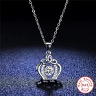 Geoki 925 стерлингового серебра 0,5 ct идеальный крой D Цвет VVS1 Муассанит ожерелье с подвеской с изображением короны, Роскошные вечерние цепи для девочек-подростков