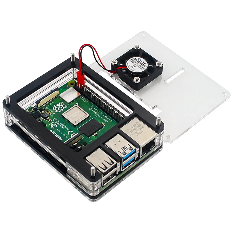 9-слойный акриловый чехол для Raspberry Pi 4 прозрачный корпус поддержка вентилятора