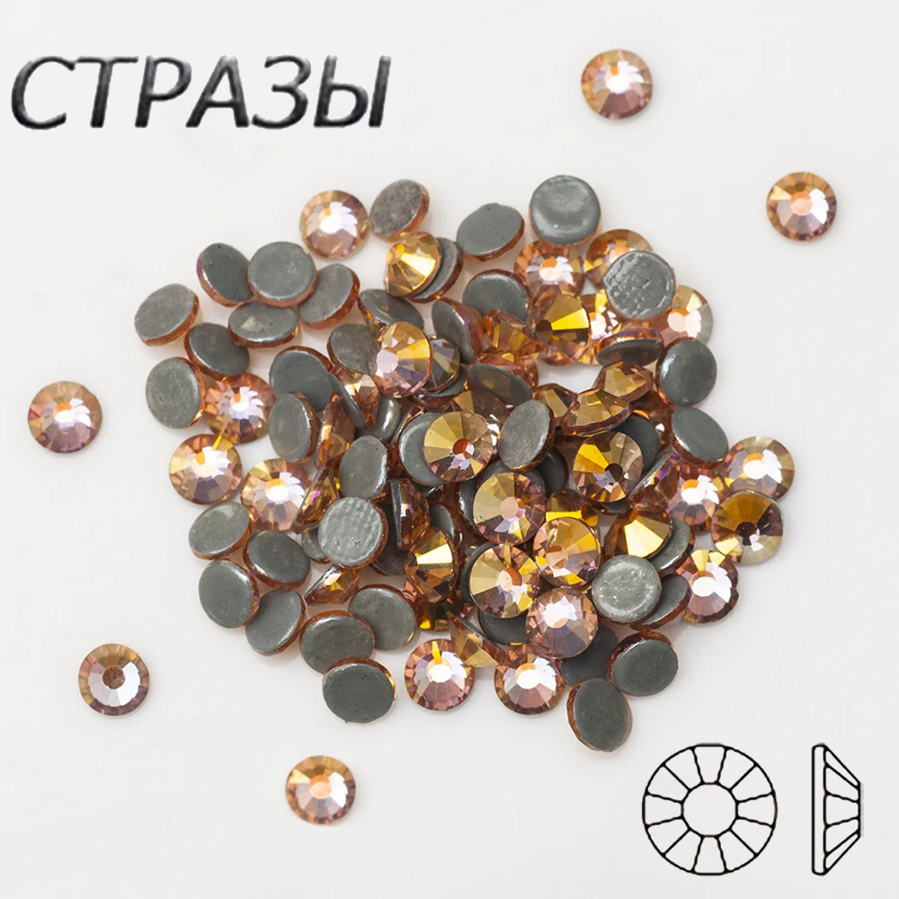 Лучший Стразы 2058HF SS16 SS20 SS30 светильник персиковый AB Горячая фиксация с плоской