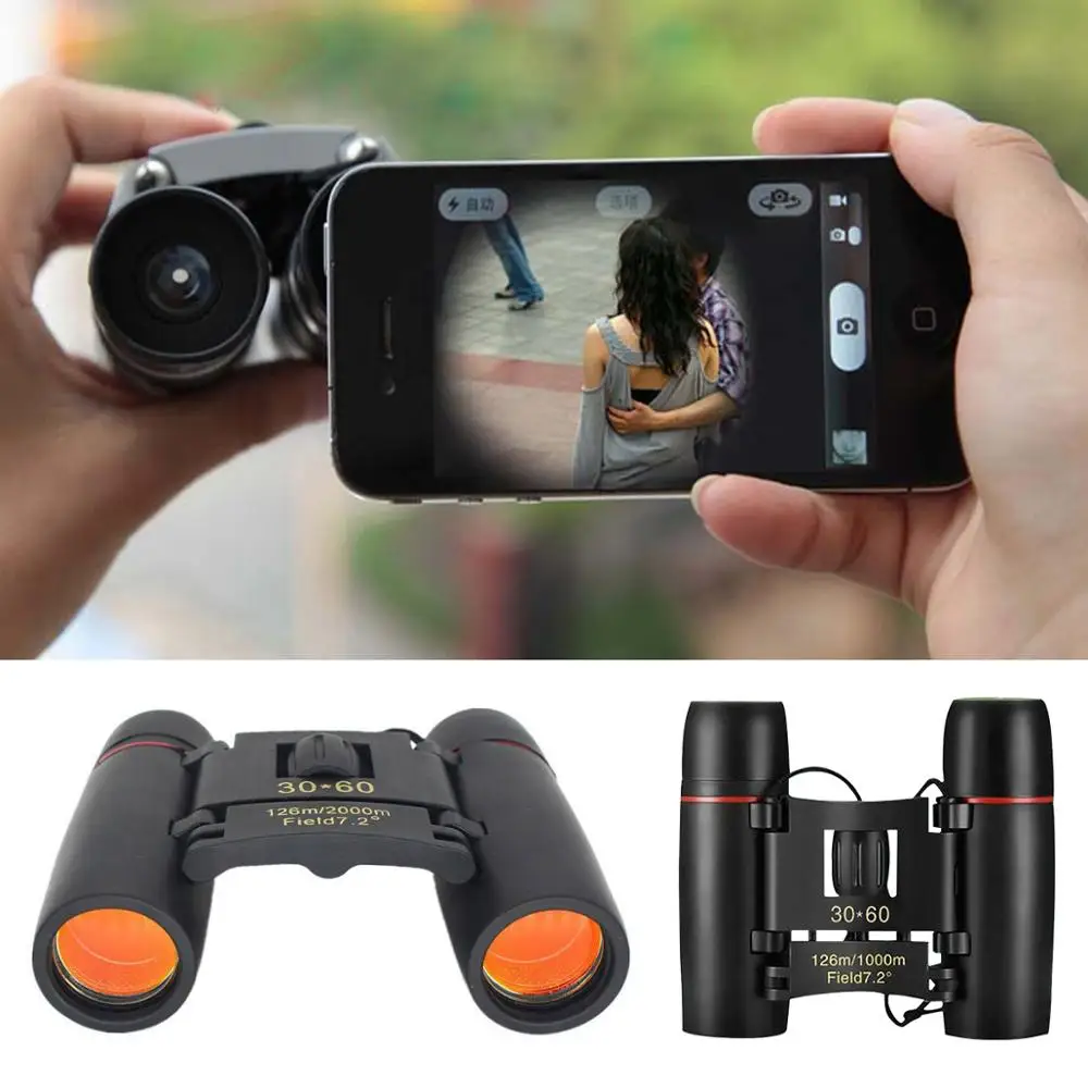 Складной бинокль Компактный телескоп с зумом 30x60 чехлом для переноски кемпинга |