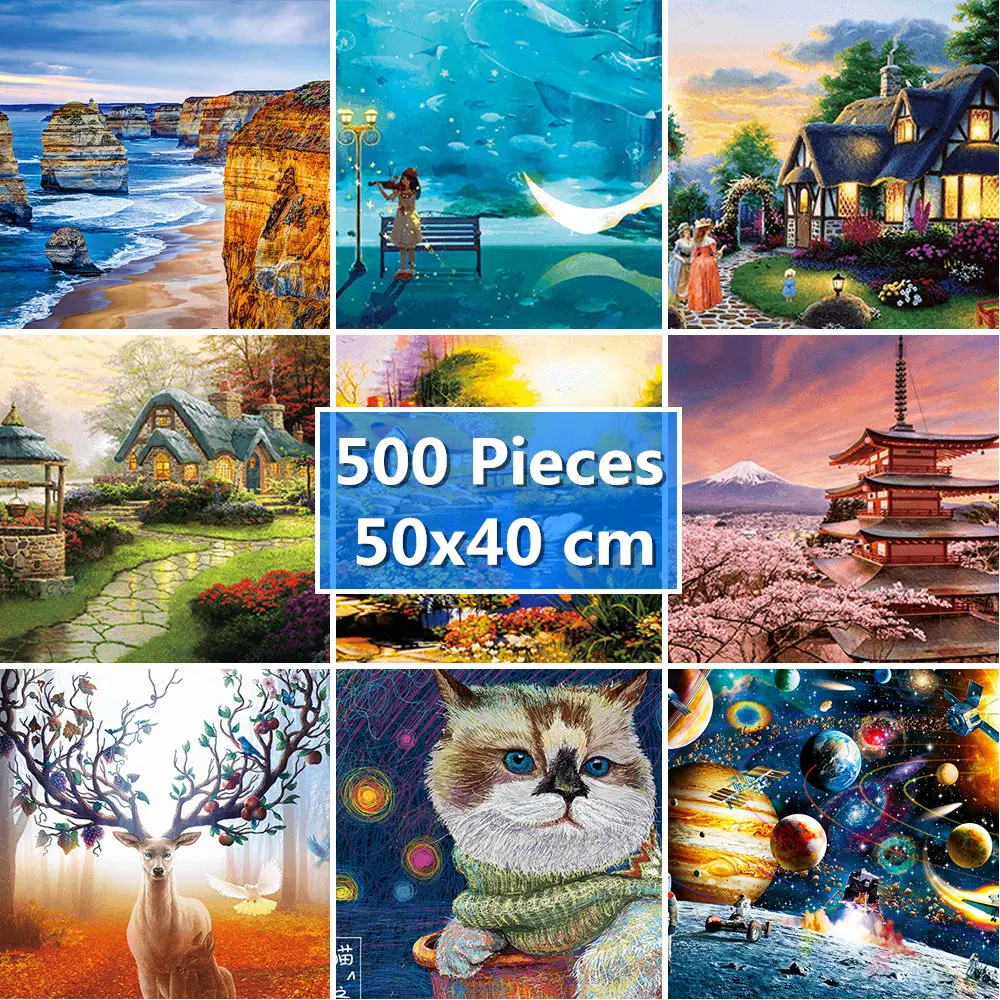 

50*40 cm Jigsaw Puzzle 500 Pieces Assembling picture Landscape puzzles for adults children kids games education toys educational