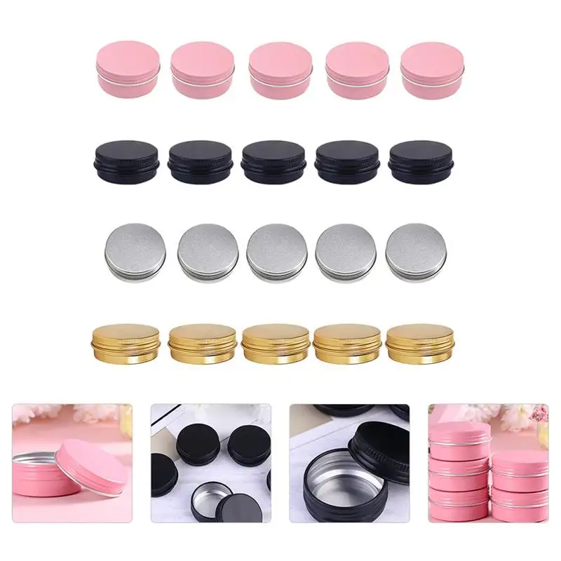 20 шт. 60 мл коробки для хранения воска волос круглые алюминиевые дорожные чехлы с