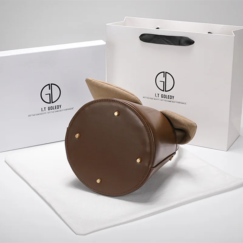 

luxury brand 100% cowhide bow portabke bucket bags high quality solid cross body one-shoulder Bags designer handbags for Women