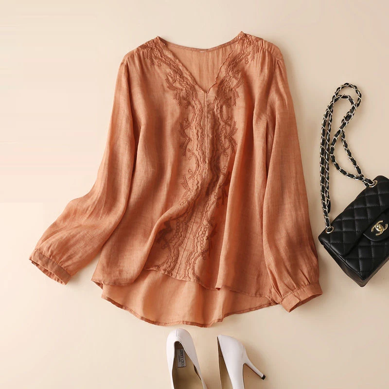 Рубашка с длинными рукавами из 100% хлопка женские свободные повседневные топы