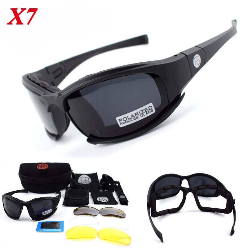 

Military Goggles Army Sunglasses Tactical Polarized C5 X7 Glasses With 4 Lens Original Box Men Shooting Eyewear Gafas