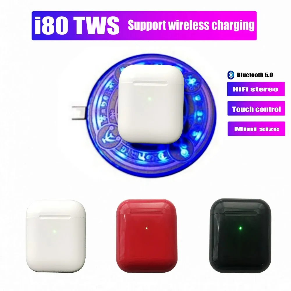 Наушники i80 TWS i80 tws P-o-p u-p+ Сенсорное управление+ Беспроводная зарядка Bluetooth 5,0 гарнитура i10 i20 PK w1 чип i30 i90 i500 tws