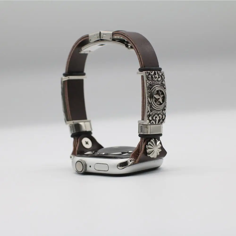 Ремешок из искусственной кожи для Apple Watch 7/6/SE/5/4/3 42 мм 44 38 40 Ретро ремешок аксессуар
