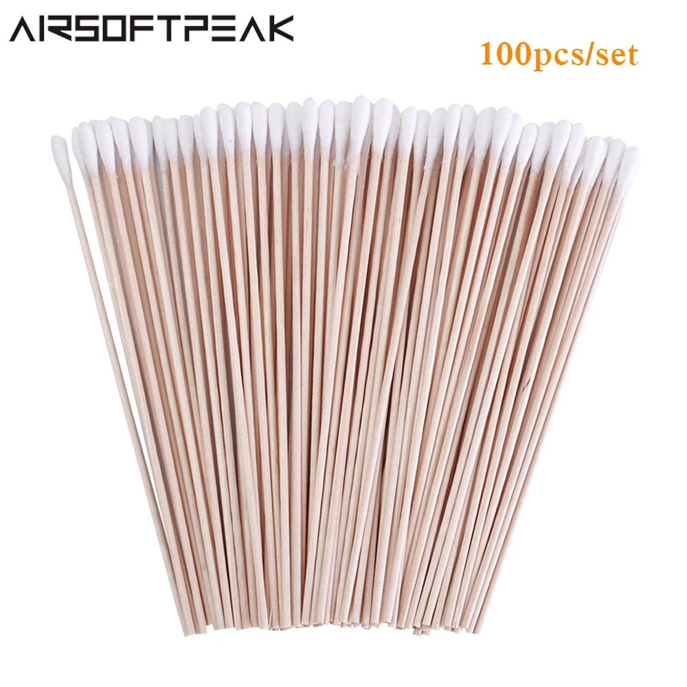 

100Pcs/Pack Tactical Gun Cleaning Cotton Swabs Kit 6in Multifunctional Airsoft Hunting Rifle Pistol Gun Cleaning Tool Swabs