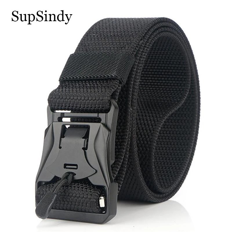 SupSindy Military Equipment Combat Magnetic Metal Buckle Outdoor Tactical Belts for Men Army Training Nylon Waistband male strap