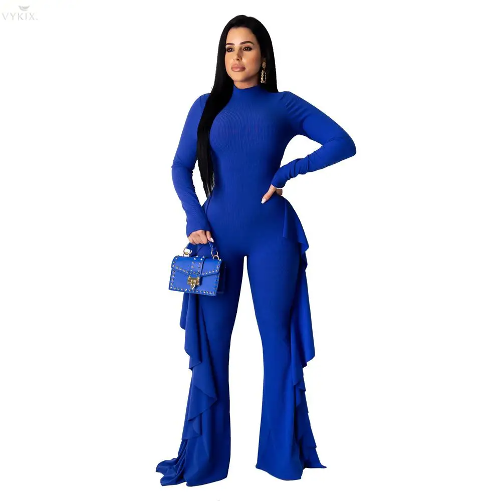 Женский комбинезон сексуальный трикотажный с оборками Женские Широкие штаны