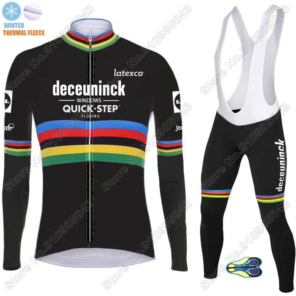 

Winter Cycling Jersey Quick Step 2021 Set Thermal Fleece Cycling Clothing Long Sleeve MTB Bike Road Pants Bib Maillot Culotte