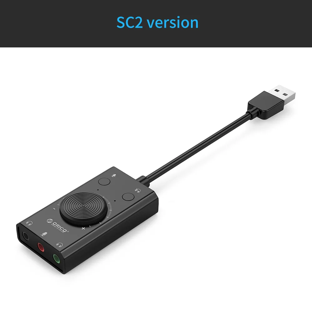 ORICO Портативный USB внешняя звуковая карта Микрофон Наушники типа «два-в-одном» с доставкой в течение 3-Порты и разъёмы Выход регулировки громкости для Windows/Mac OS/Linux