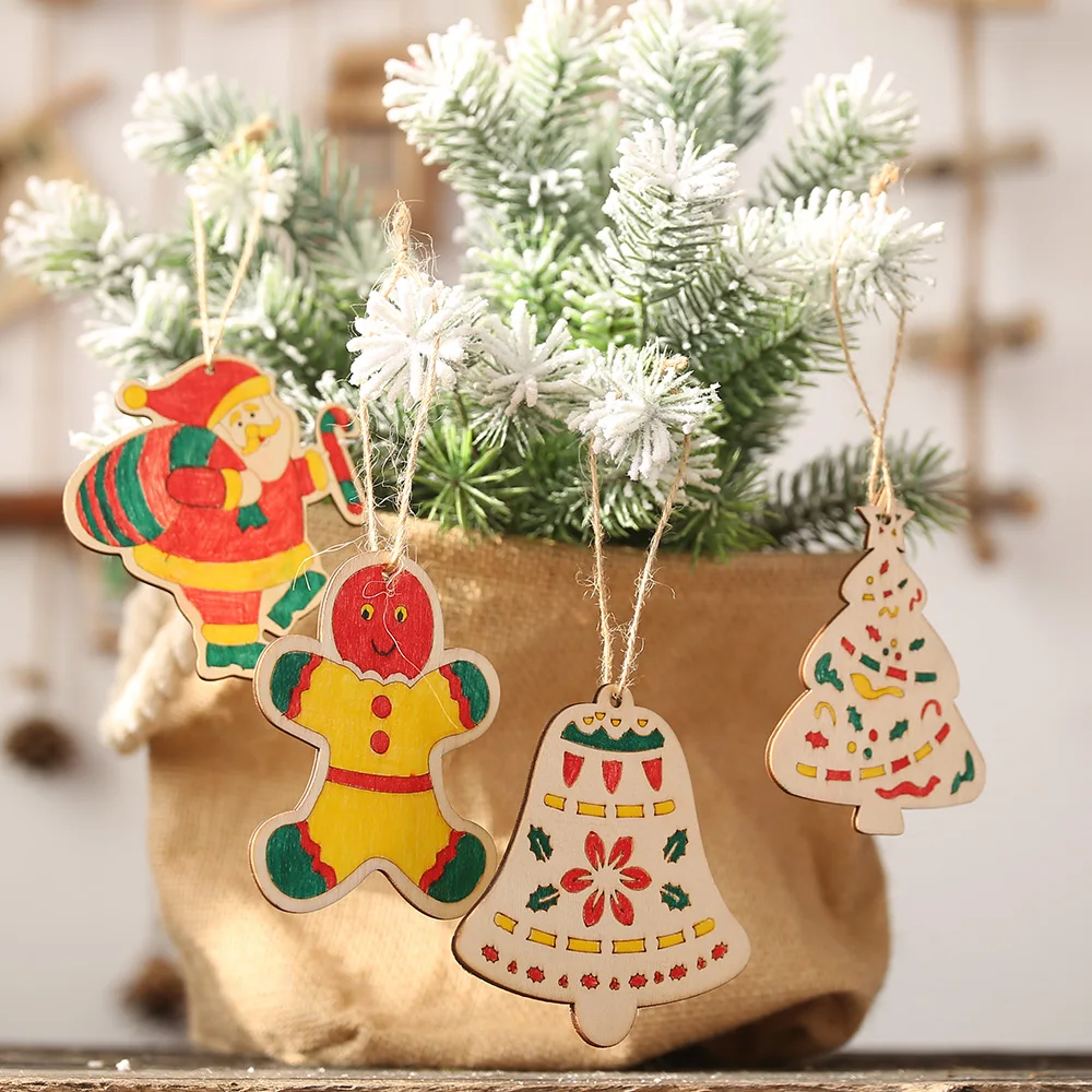 Деревянный кулон DIY Рождественская елка украшения деревянные поделки висячие