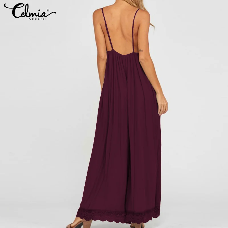 Celmia 5XL летнее платье с низким вырезом на спине Ползунки длинным рукавом 2021 для
