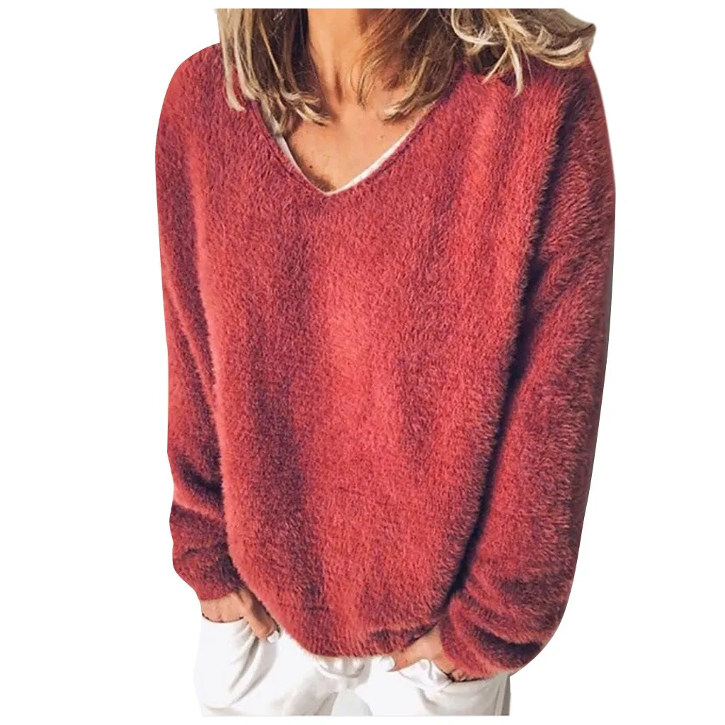 Элегантный вязаный свитер пуловеры модные женские однотонные рубашки с длинным