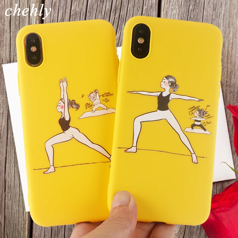 Забавный чехол для телефона Yoga girl iPhone X XR XS Max 8 7 6 S Plus Мультяшные Чехлы мягкий