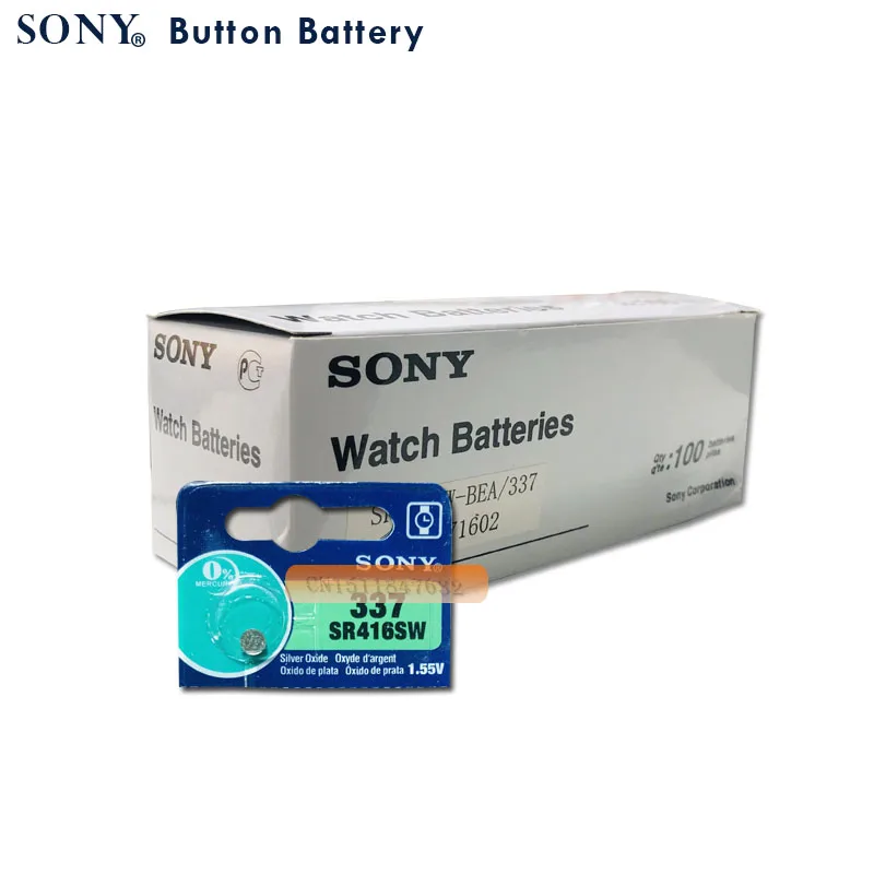 10 шт. Sony 100% оригинал 337 SR416SW 1 55 в оксид серебра часы батарея Кнопка монета ячейка