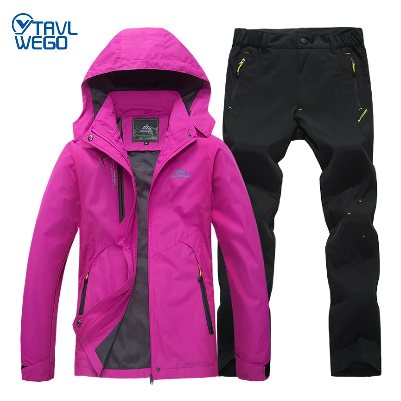 

TRVLWEGO Spring and Autumn Outdoor Single Jackets Hiking Camping Jacket Pants Women's Suit Windbreak Trip Trekking Coat Trousers