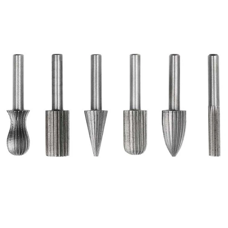 

High quality 6pcs carbide rotary file set grinding handle 6mm 1/4 for metal/plastic grinding and engraving drill bit rotary file