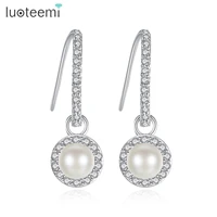 luoteemi new summer classic simulated pearl earring fashion accessories crystal zircon drop dangle earings jewelry women bijoux