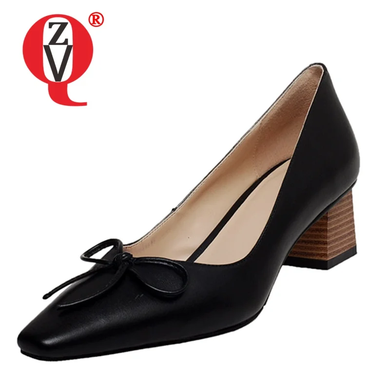 

ZVQ Women New Style Four seasons Leisure Shoes small Square Toe Solid color Bowknot decoration Concise Comfortable ventilation