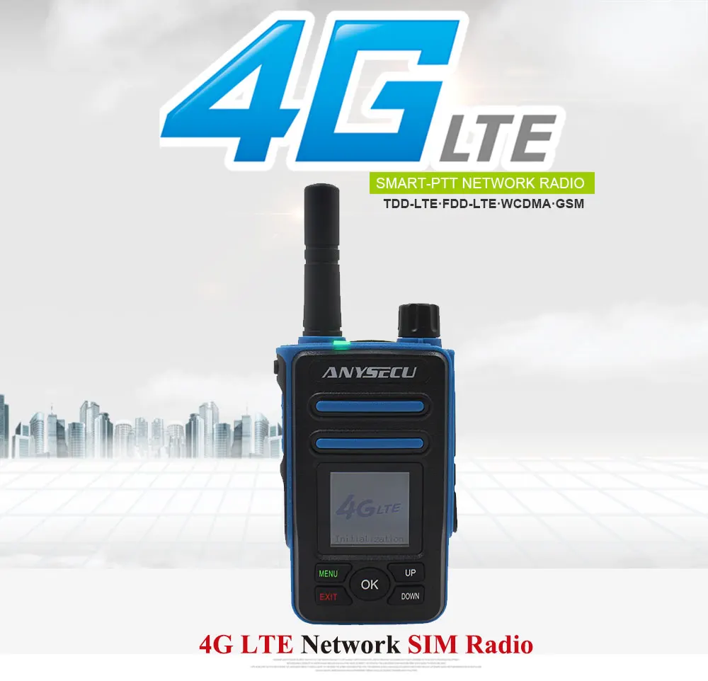 ANYSECU 4G сеть радио 4G-F8plus с gps работает с реальным-ptt LTE WCDMA GSM Walkie Talkie PC dispatcher домофон